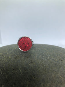 "Bear" rings, 15mm plate, decorated with salmon leather